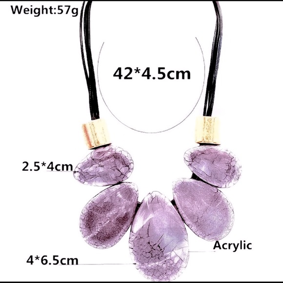 NEW Purple Oval Boho Statement Necklace - Picture 3 of 6